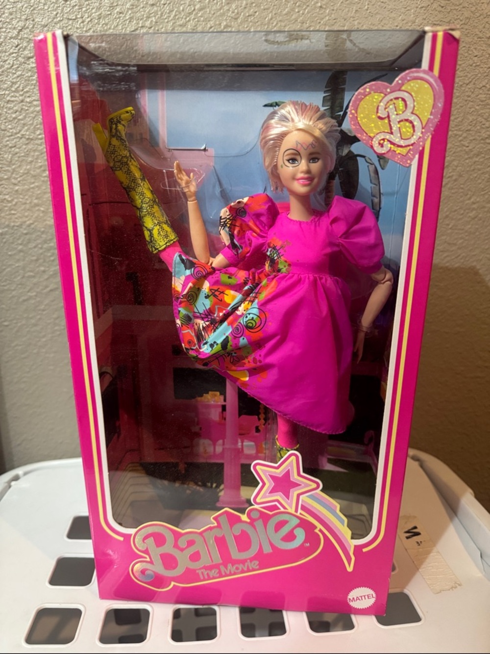 Barbie Hot Pink Dress with Colorful Patterned Panel